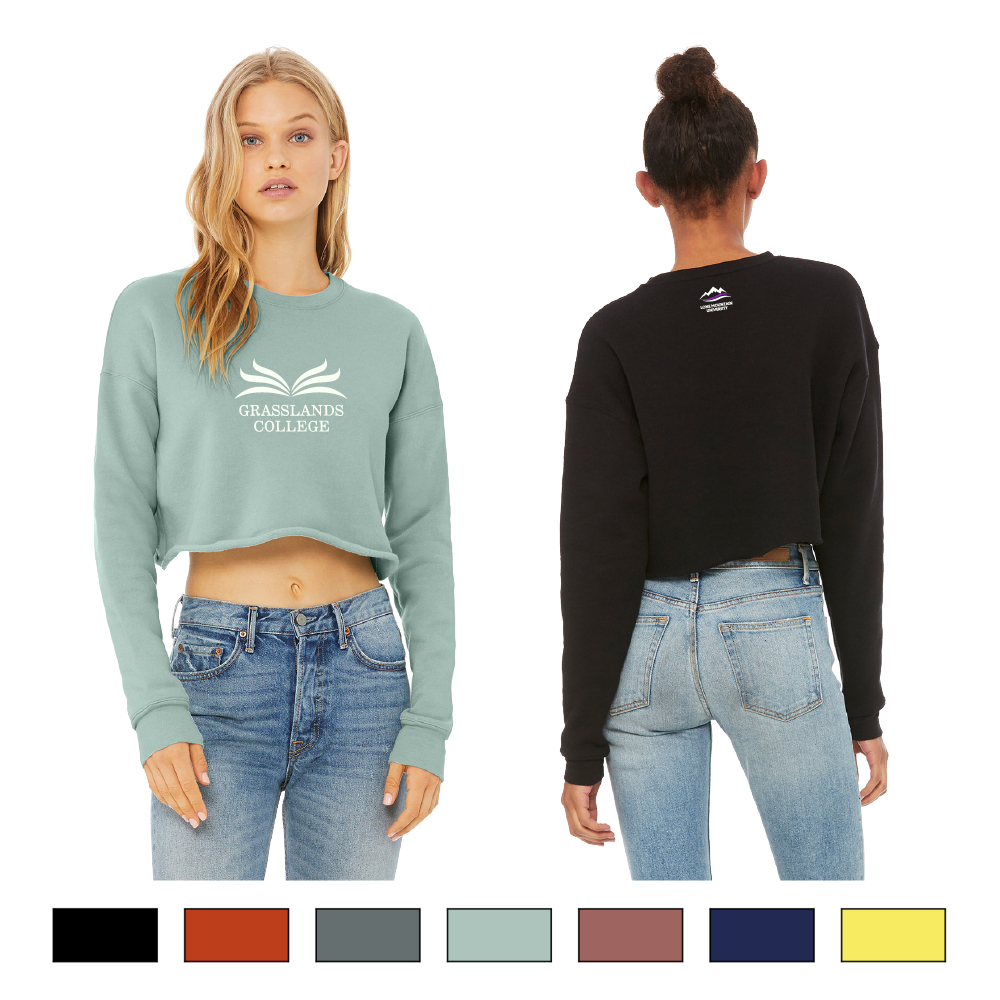 Custom Women s Cropped Crew Neck Fleece Sweatshirt Eco